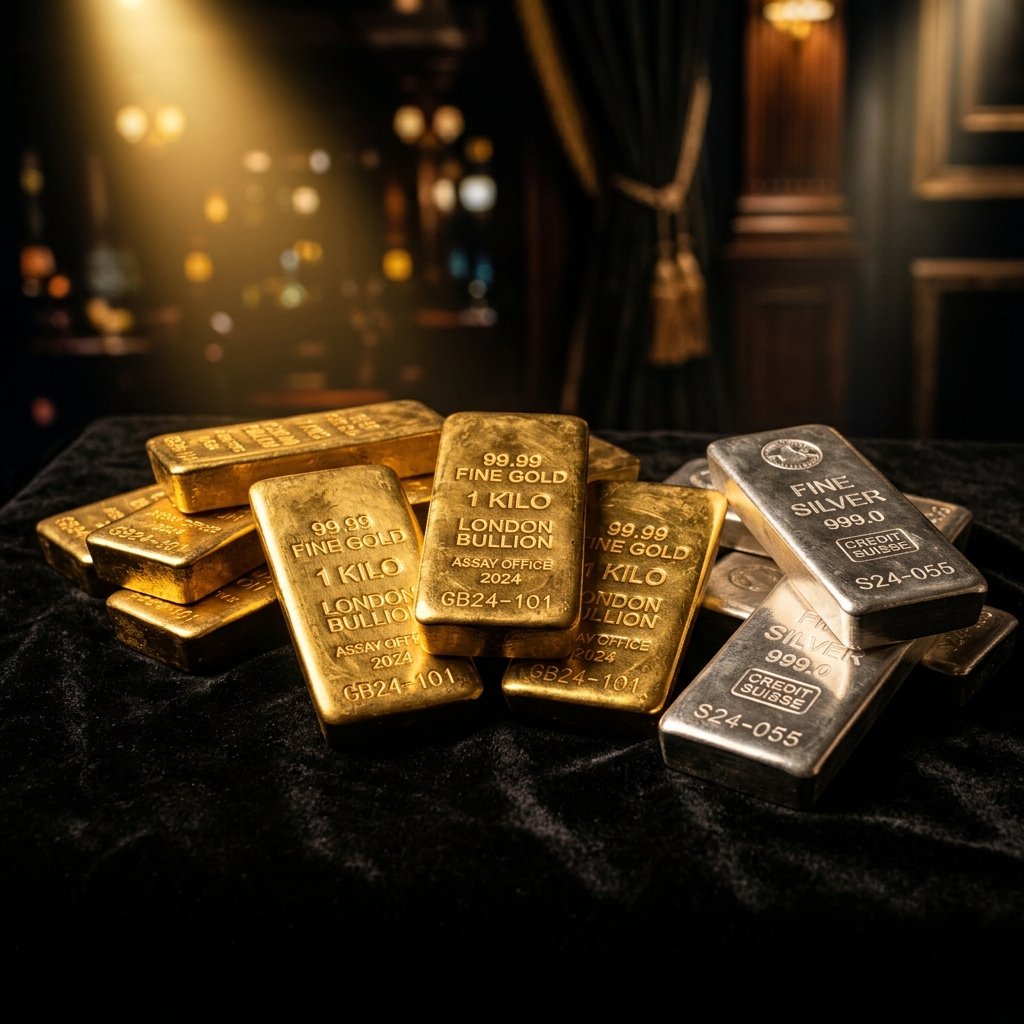 Gold doré bars and silver ingots